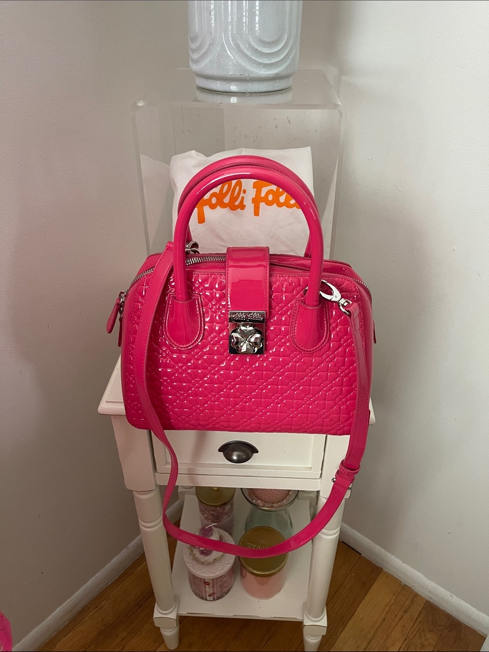 Folli Follle Hot Pink Patent Leather Satchel